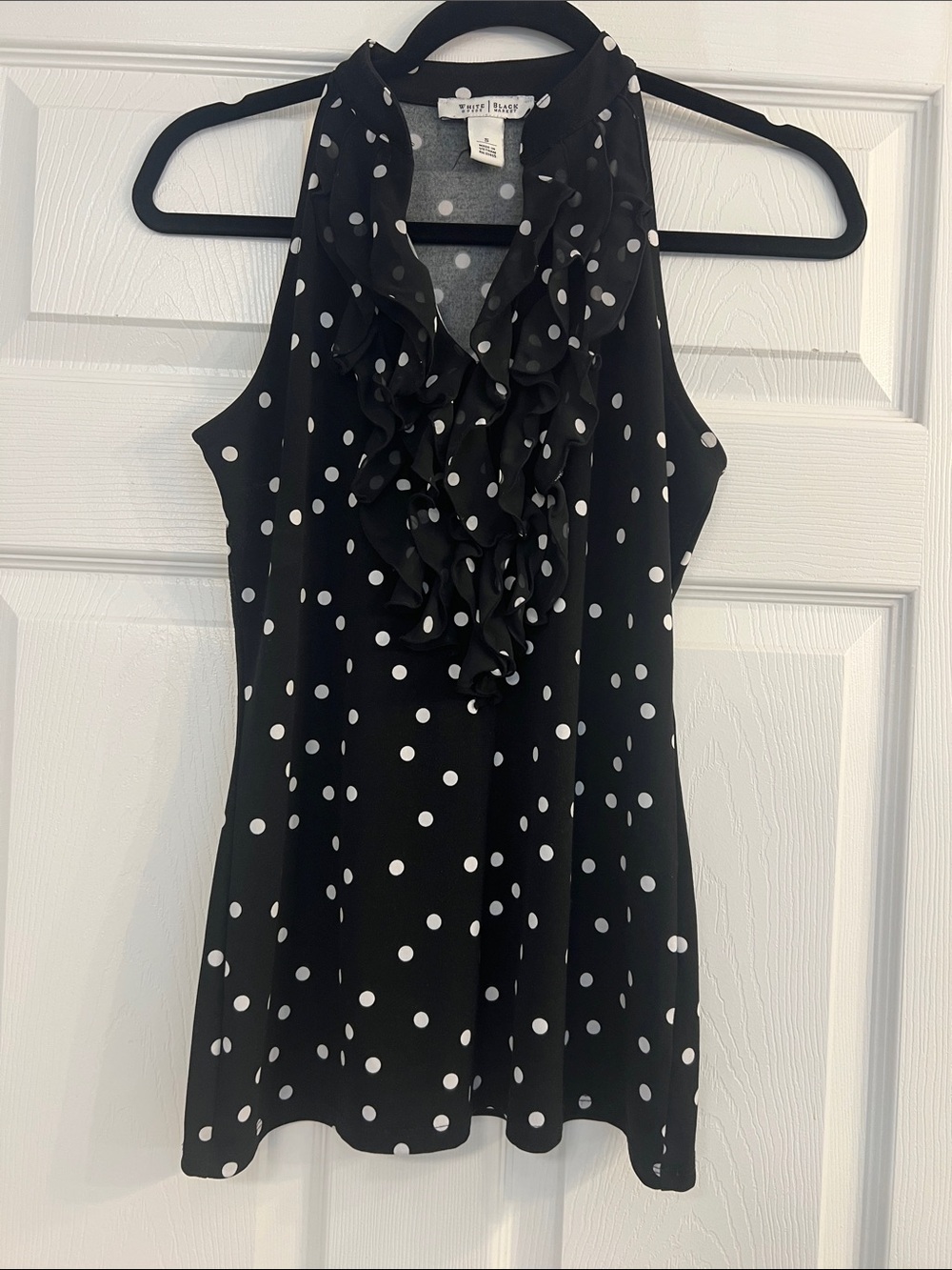 White House Black Market Black and White Polka Dot Blouse